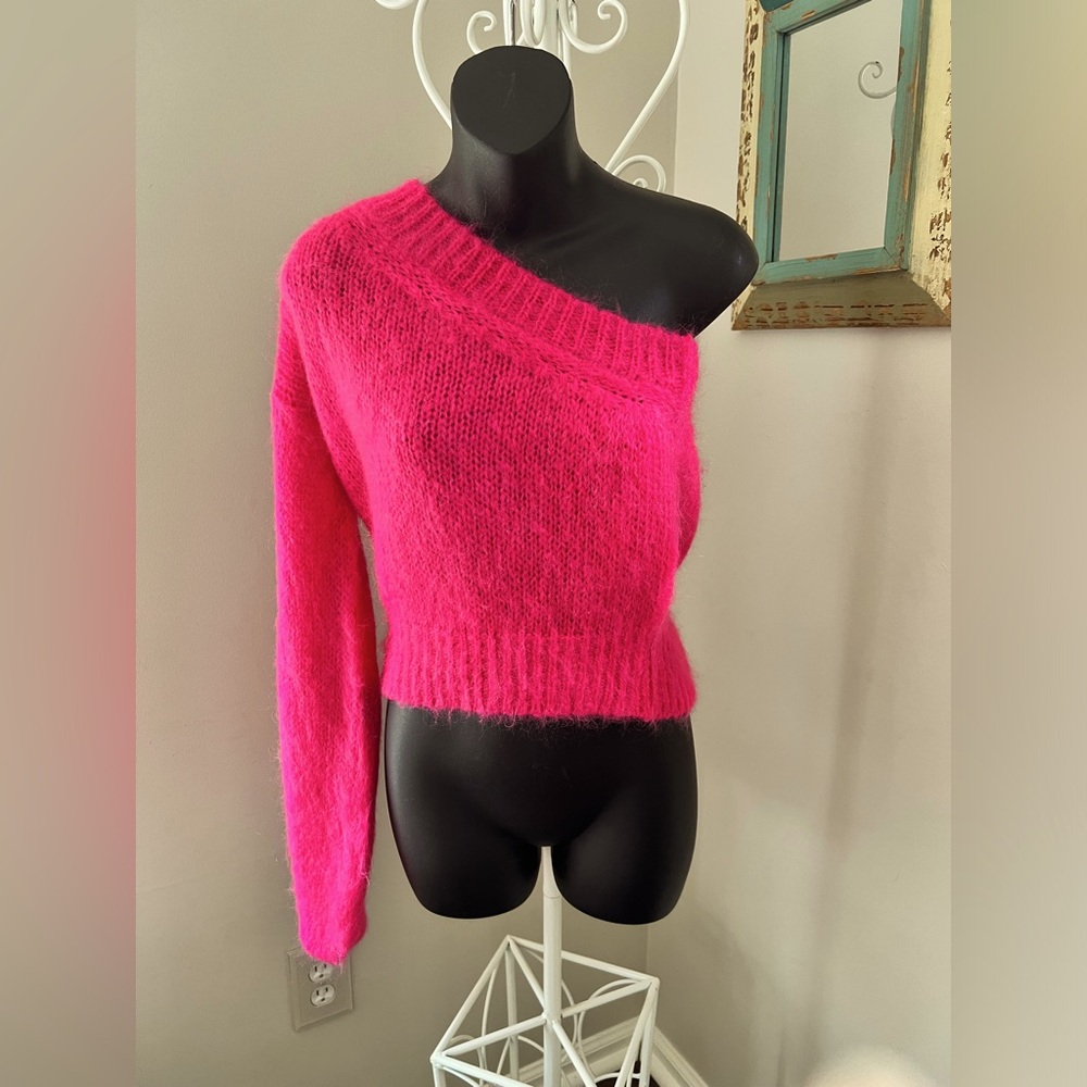 Forte Forte mohair Off Shoulder‎ sweater small Italy hot pink mean girls 80s 90s